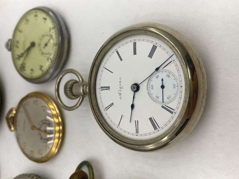 Collection of Ten Assorted Pocket Watches Including Elgin, Westclox and Cortebert
