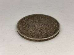 1909 German Empire 3 Mark Silver Coin Baden