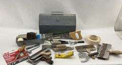 Assorted Plastering and Drywall Tools with Metal Tool Box