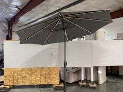 Gray Outdoor Patio Umbrella with Integrated LED Lighting