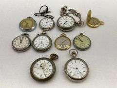 Collection of Ten Assorted Pocket Watches Including Elgin, Westclox and Cortebert