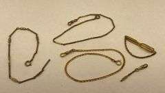 Group of Watch Chains and Tie Clip