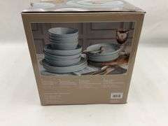 Over and Back 16-Piece Blue Stoneware Dinnerware Set