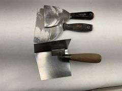 Assorted Plastering and Drywall Tools with Metal Tool Box