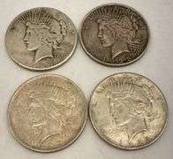 Four Peace Silver Dollars: 1922 & 1924