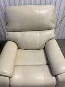 Contemporary Power Recliner Cream Leather Chair