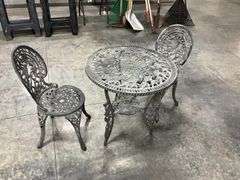 Cast Aluminum Patio Set: Table and Two Chairs