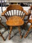 Set of 3 Wood Swivel Bar Stools - 30 Inch Seat Height