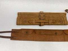 Tooled Leather Accessories Lot - Belt, Pouch and Wallet