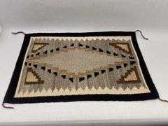 Woven Wool Rug with Geometric Design
