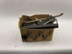 Box of Assorted Metal Brackets and Hardware