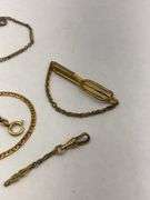 Group of Watch Chains and Tie Clip