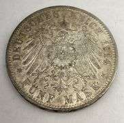 1914 German Empire 5 Mark Silver Coin
