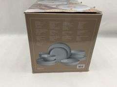 Over and Back 16-Piece Blue Stoneware Dinnerware Set