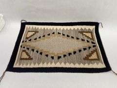 Woven Wool Rug with Geometric Design
