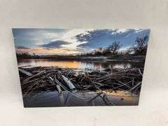 Signed Nathan Satran Sunset River Scene Aluminum Print