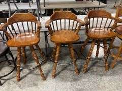 Set of 3 Wood Swivel Bar Stools - 30 Inch Seat Height
