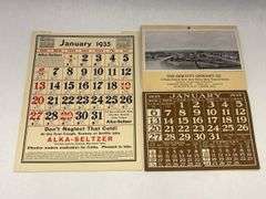 1935 Alka-Seltzer and Gem City Grocery Calendars Reprints