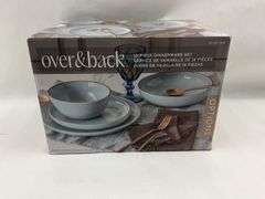 Over and Back 16-Piece Blue Stoneware Dinnerware Set