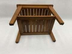 Teak Wood Patio Side Table with Handles and Shelf