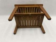 Teak Wood Patio Side Table with Handles and Shelf
