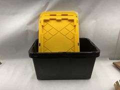 Black Storage Tote with Yellow Lid