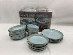Over and Back 16-Piece Blue Stoneware Dinnerware Set