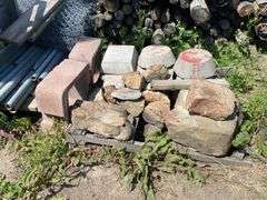 Mixed Lot of Building Materials: Bricks, Concrete, Rock