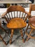 Set of 3 Wood Swivel Bar Stools - 30 Inch Seat Height