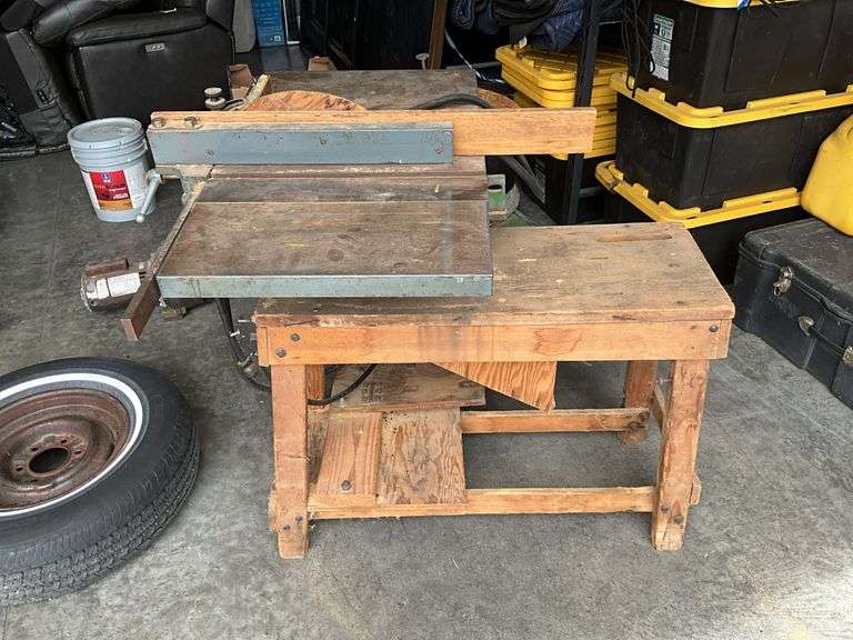 Vintage Table Saw on Wooden Stand