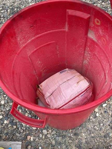 Red Plastic Trash Can / Storage Container