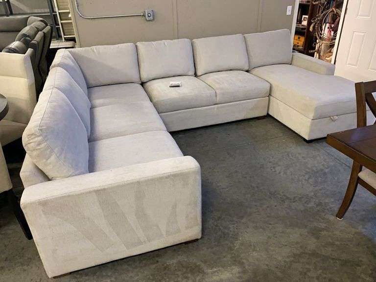 Thomasville Fabric Sectional w/ Storage Chaise