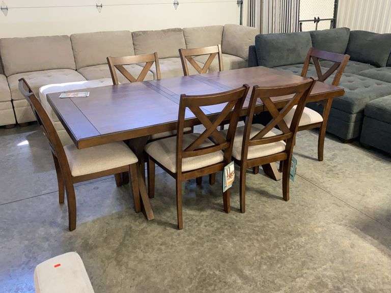 Bayside 7pc Extension Dining Set X-Base Table