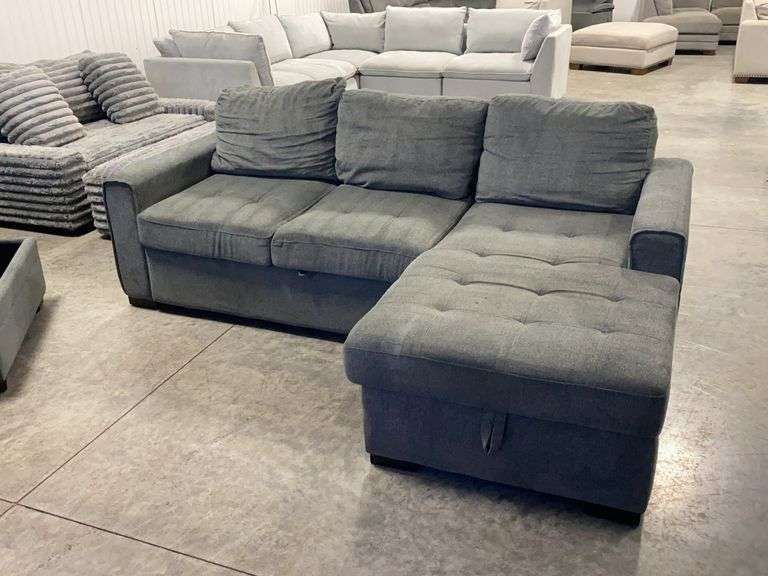 Gray Convertible Sleeper Sectional w/ Storage
