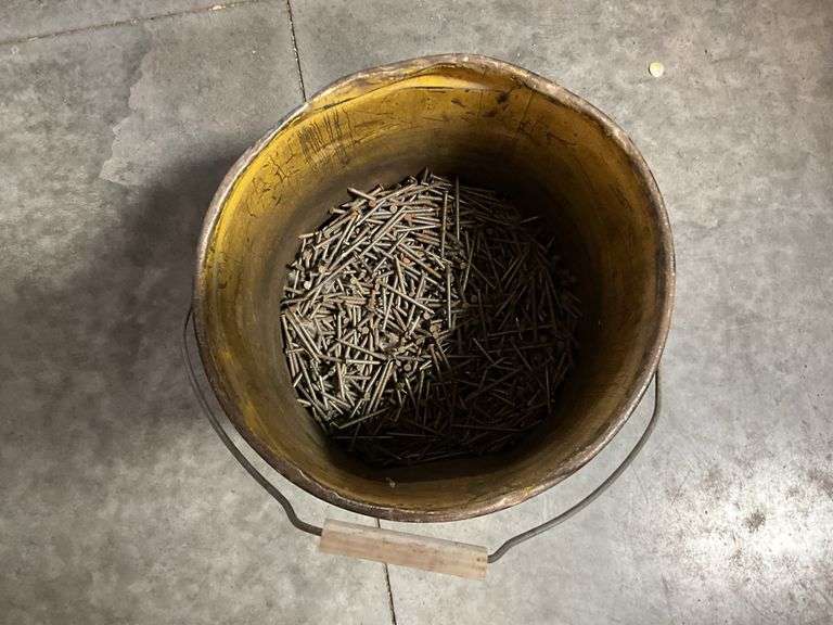 Five Buckets of Assorted Nails
