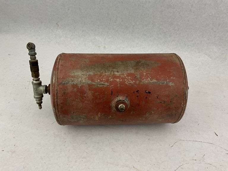 Red Metal Air Tank with Valve