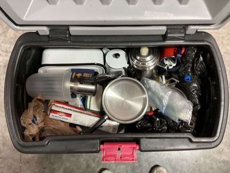 Camping Gear in Storage Container