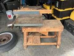 Vintage Table Saw on Wooden Stand