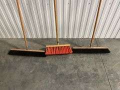 Lot of Three Push Brooms
