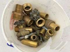 Bucket of Assorted Brass Fittings