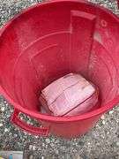 Red Plastic Trash Can / Storage Container