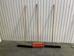 Lot of Three Push Brooms