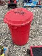 Red Plastic Trash Can / Storage Container
