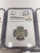 Graded Jefferson Nickels: 1939-P, 1963, 1967, 2005-S, 2010-S