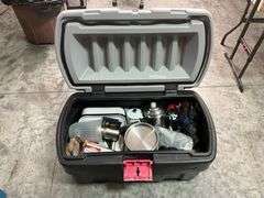 Camping Gear in Storage Container