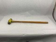 Vintage Yellow Mallet Hammer with Wooden Handle