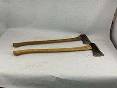 Two Axes with Wooden Handles