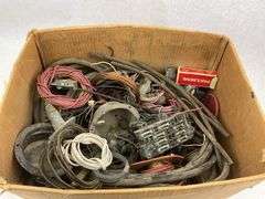 Box Lot of Automotive Wiring Harnesses and Parts