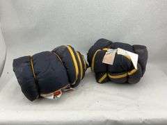 Two Sleeping Bags - Blue with Yellow Zippers