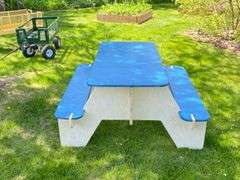 Children's Wood Picnic Table - Blue & White